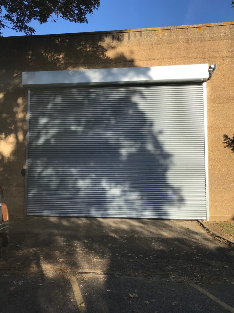 A property with a roller shutter door.